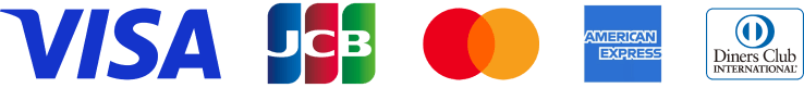 利用可能な決済方法 (VISA, Mastercard, JCB, American Express, Diners)